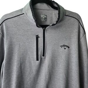 Callaway Mens XL Heather Grey Quarter Zip Pullover Golf Jacket Chest Pocket
